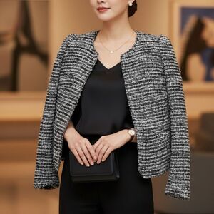 Of Two Minds Black and White Tweed Blazer